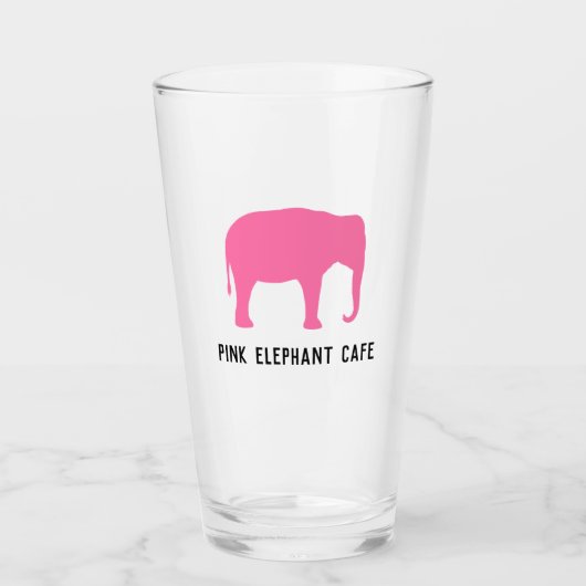 Verre Silhouette d'éléphant rose personnalisée (Devant)