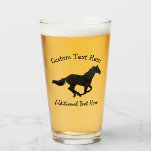 Verre Silhouette galopante d'aquarelle de cheval