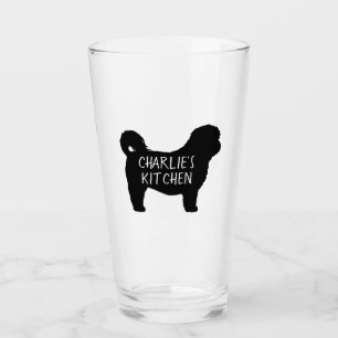 Verre Silhouette noire de chien de Shih Tzu