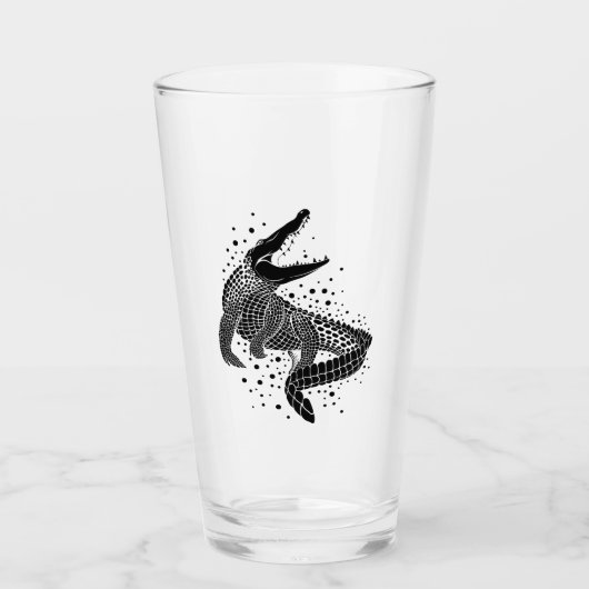 Verre Silhouette noire d'un crocodile (Devant)