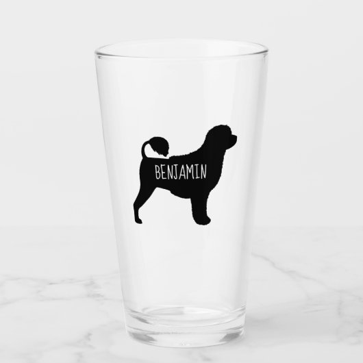 Verre Silhouette portugaise de chien d'eau personnalisée (Devant)