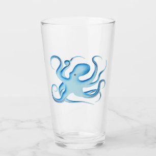 Verre Silhouette vectorielle de la pieuvre bleue