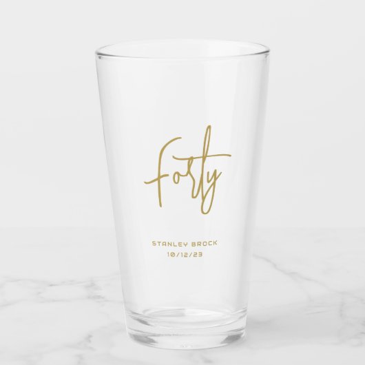Verre Simple Appel Graphique Or 40e Anniversaire (Devant)