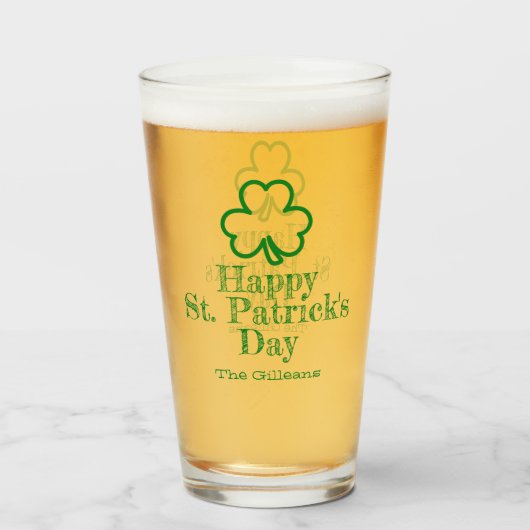 Verre Simple Elegant Jour de la Saint Patrick Shamrock c (Devant (rempli))