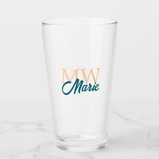 Verre simple minimal ajouter nom monogramme orange bleu  (Devant)