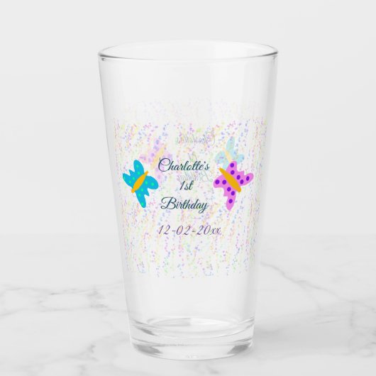 Verre SIMPLE MINIMAL.MIGNON AJOUTER NOM BÉBÉ joyeux anni (Devant)