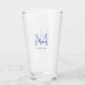 Verre simple minimum ajouter nom monogramme violet vert (Devant)