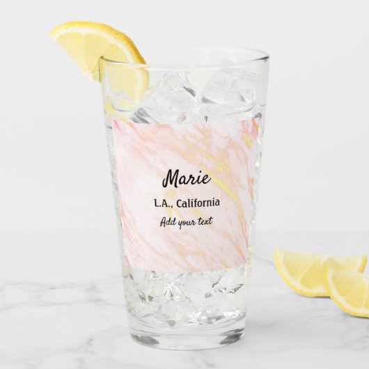 Verre simple minimum ajouter votre nom ville texte marbr (Devant glace)