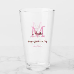 Verre simple minimum de jour mère monogramme nom rose te