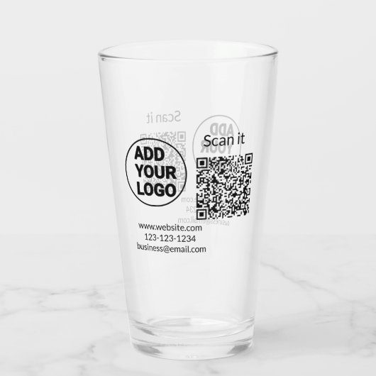 Verre Simple minimum q r code ajouter logo code d'analys (Dos)