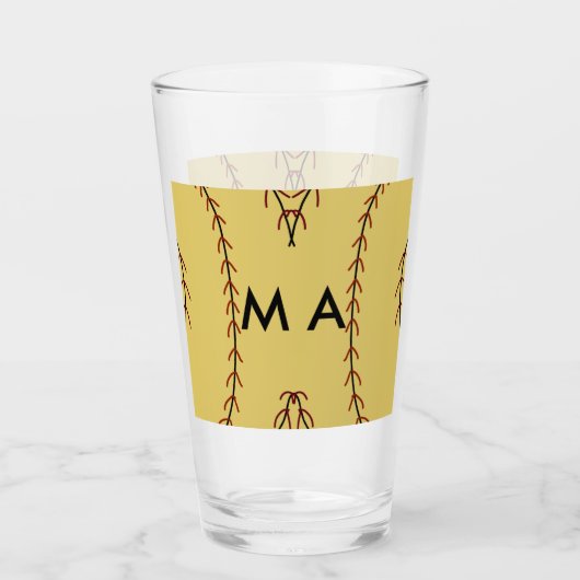 Verre Simple monogramme ajouter votre nom lettre man min (Devant)