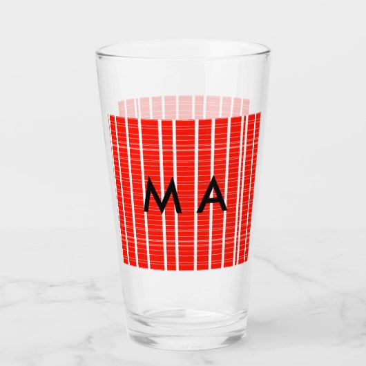 Verre Simple monogramme ajouter votre nom lettre man min (Devant)
