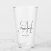 Verre Simple Monogramme De Script Heureux Jamais Après M (Devant)