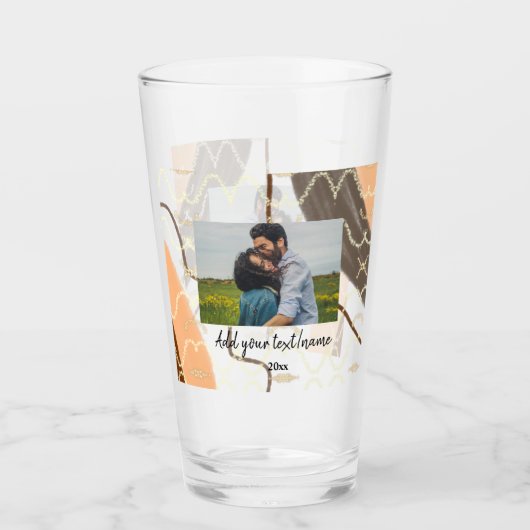 Verre simple nom minimal customisé monogramme couple (Devant)