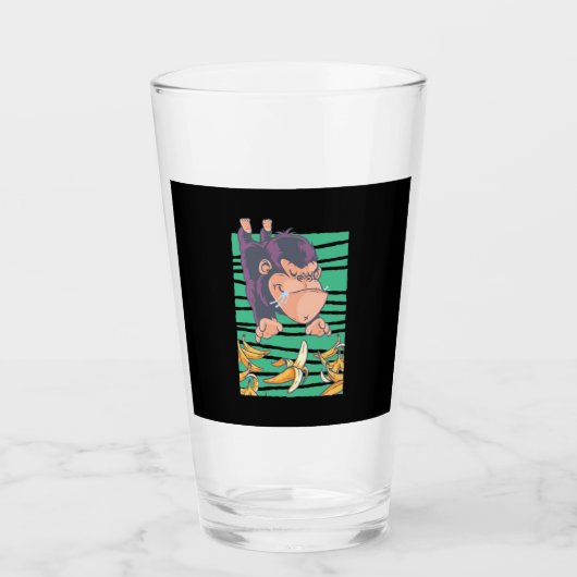 Verre Singe Mignonne Avec Bananes (Devant)