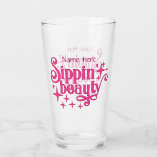 Verre Sippin Beauty Typographie rose