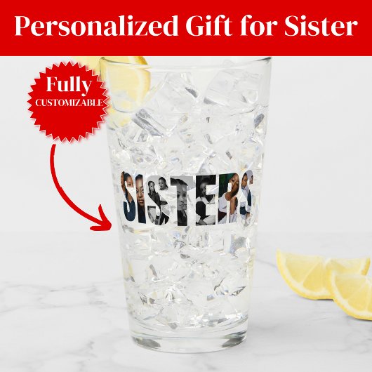 Verre Sisters Photo Collage Glass Cup Gift