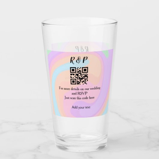 Verre site web de mariage rsvp q r code ajouter nom text (Devant)