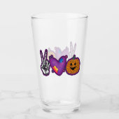 Verre Skeleton Citrouille Peace Love Halloween (Devant)