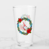 Verre Skieur Nordic Gnome dans une couronne de Noël (Devant)