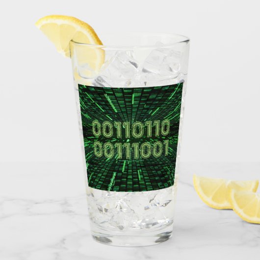 Verre SlipperyJoe's 69 code binaire vert vibrant calcul (Devant glace)