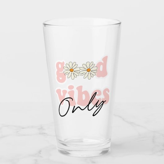 Verre Slogan hippie des années 70 de Good Vibes (Devant)