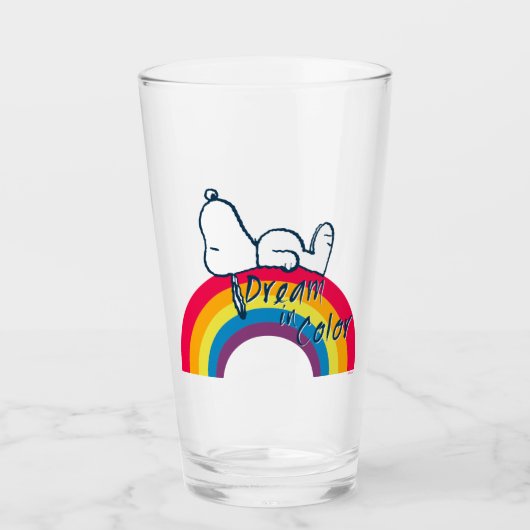 Verre Snoopy | Rêver en couleur arc-en-ciel (Devant)