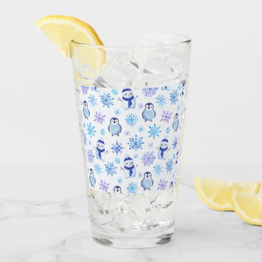 Verre Snowflakes, Snowmen et Pingouins de Noël (Devant glace)