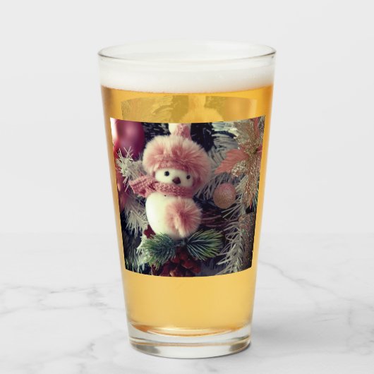 Verre Snowman Christmas Glass Cup –  Winter Drinkware (Devant (rempli))