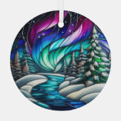 Verre Soirée d'hiver ornement en vitrail, Noël (Verso)