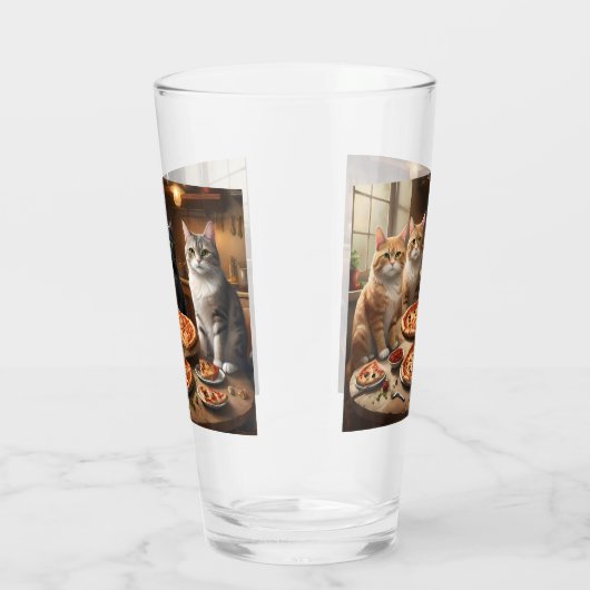 Verre Soirée Pizza Chat, (Droite)
