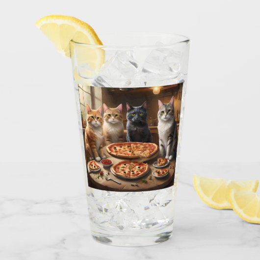 Verre Soirée Pizza Chat, (Devant glace)