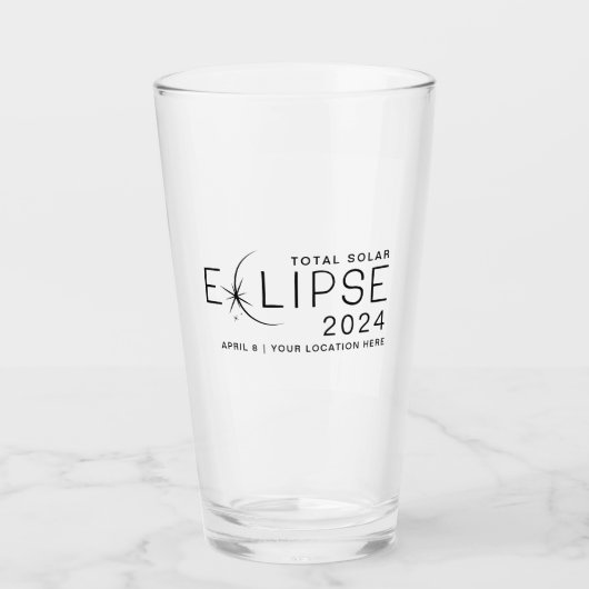 Verre Solar Eclipse 2024 Lieu personnalisé Commémoratif (Devant)