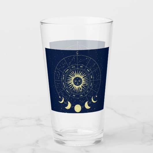 Verre Soleil Céleste Phases de Lune Zodiaque (Devant)