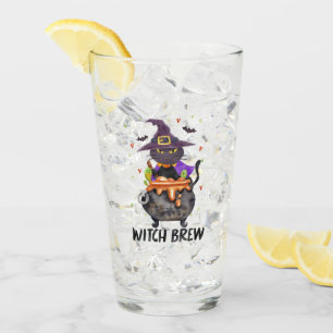 Verre Sorcière - Chat portant une sorcière