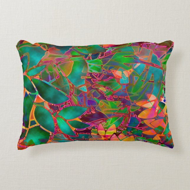 Verre souillé floral de coussin d'accent (Devant)