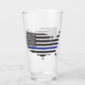 Verre Soutien à la police Thin Blue Line, drapeau améric (Dos)
