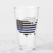 Verre Soutien à la police Thin Blue Line, drapeau améric (Devant)