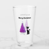 Verre Sparkle Pink Silver Christmas Tree Black Cat Bow (Devant)