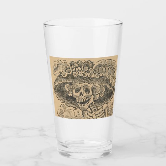 Verre Squelette Dapper (Calavera Catrina) (Crâne Élégant (Devant)
