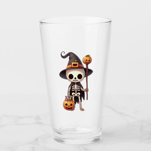 Verre Squelette d'Halloween blanc mignon (Devant)