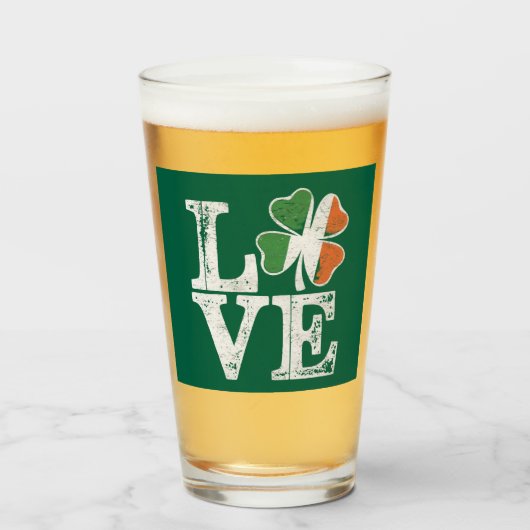 Verre St Patrick Love Chance Irlande Trèfle Vert (Devant (rempli))