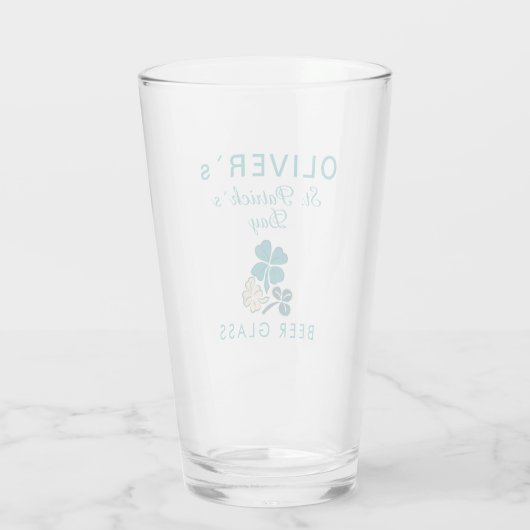 Verre St Patrick`s day Nom Shamrock de Clover Bière (Dos)