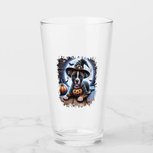 Verre Staffy Dog Halloween Square (Devant)