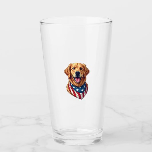 Verre Star Spangled Golden Retriever Vintage Tee 4 (Devant)