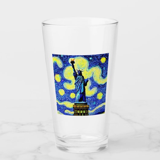 Verre Starry Night Statue De Liberty New York (Devant)