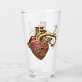 Verre Steampunk Coeur Anatomique rubis et engrenages (Dos)