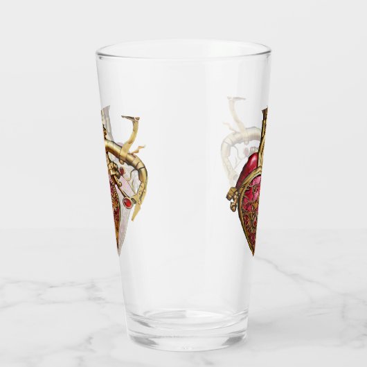 Verre Steampunk Coeur Anatomique rubis et engrenages (Droite)