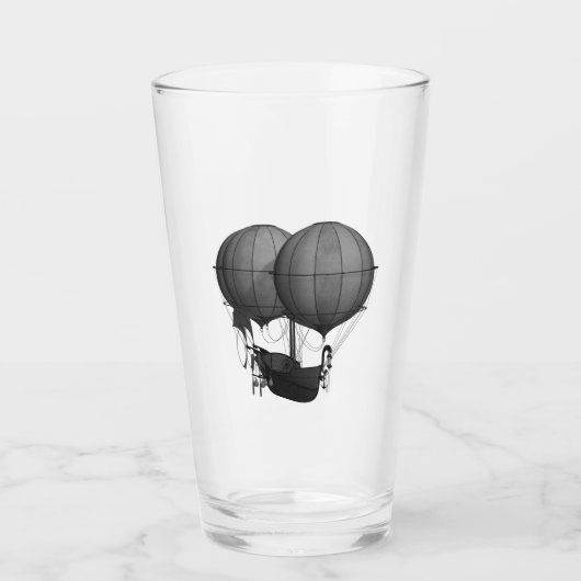 Verre Steampunk Design Machine volante noire et blanche (Devant)