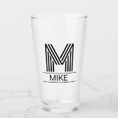 Verre Striped Monogram Initial & Name Beer Pint Glass (Devant)